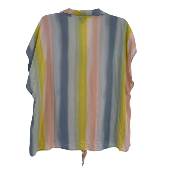 TORRID WOMEN'S Rainbow STRIPE CHALLIS TIE FRONT DOLMAN BLOUSE TOP Size 2X - Picture 4 of 10